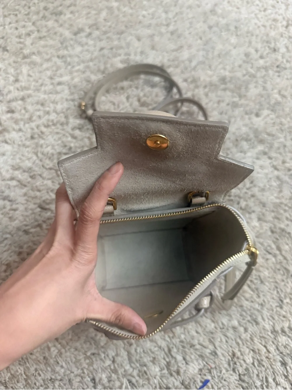 Celine Mini Satchel in Light Taupe with Gold Hardware